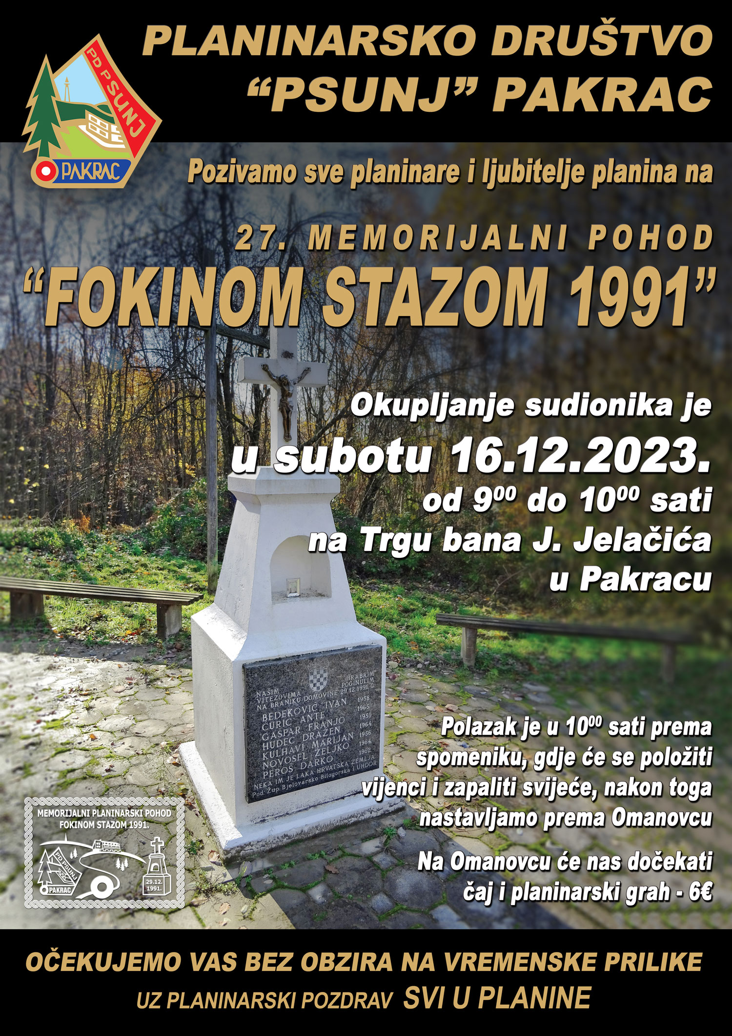 PD PSUNJ U subotu 27. planinarski pohod Fokinom stazom 1991.