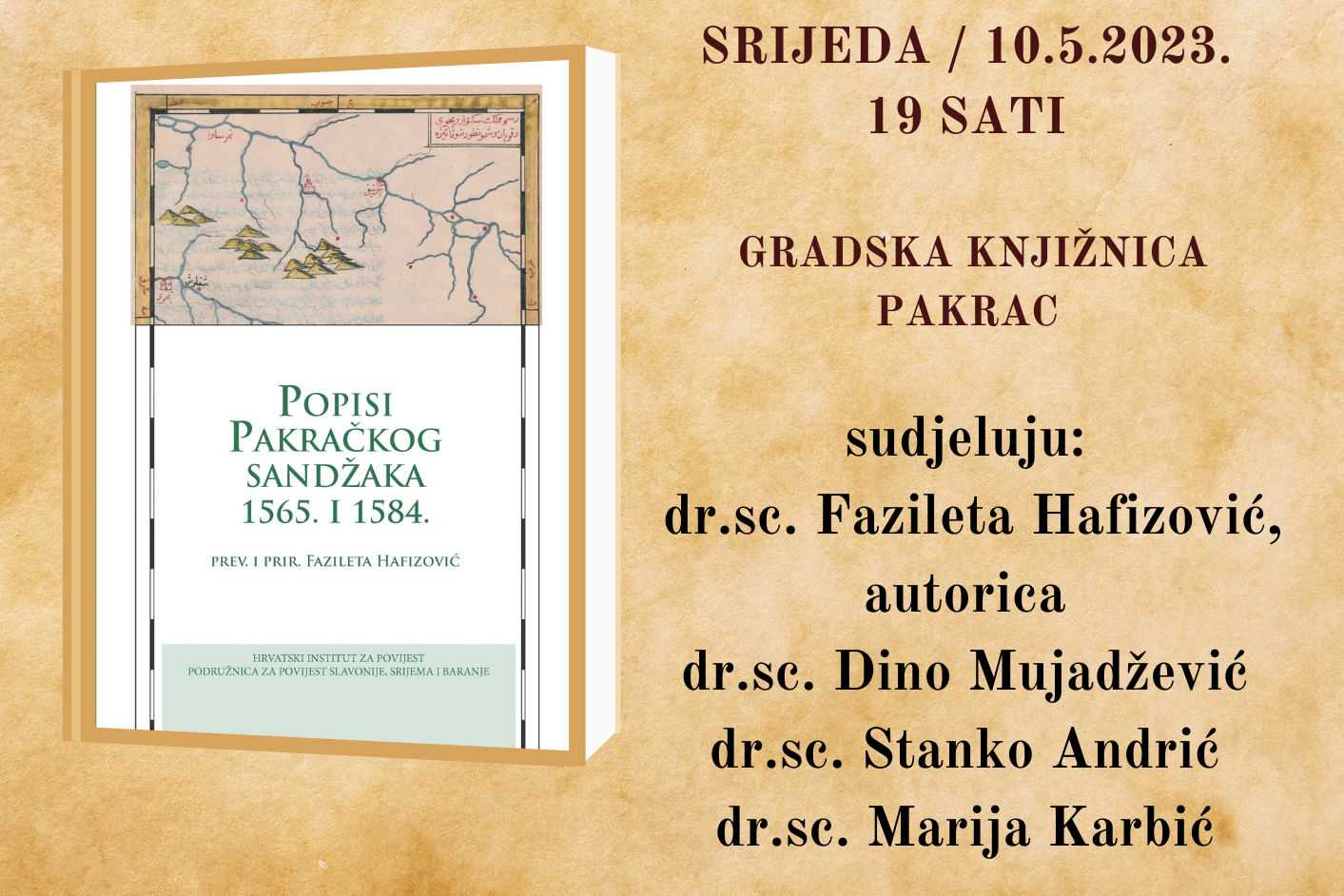 U SRIJEDU U PAKRAČKOJ KNJIŽNICI Predstavljanje knjige "Popisi Pakračkog sandžaka 1565. i 1584."