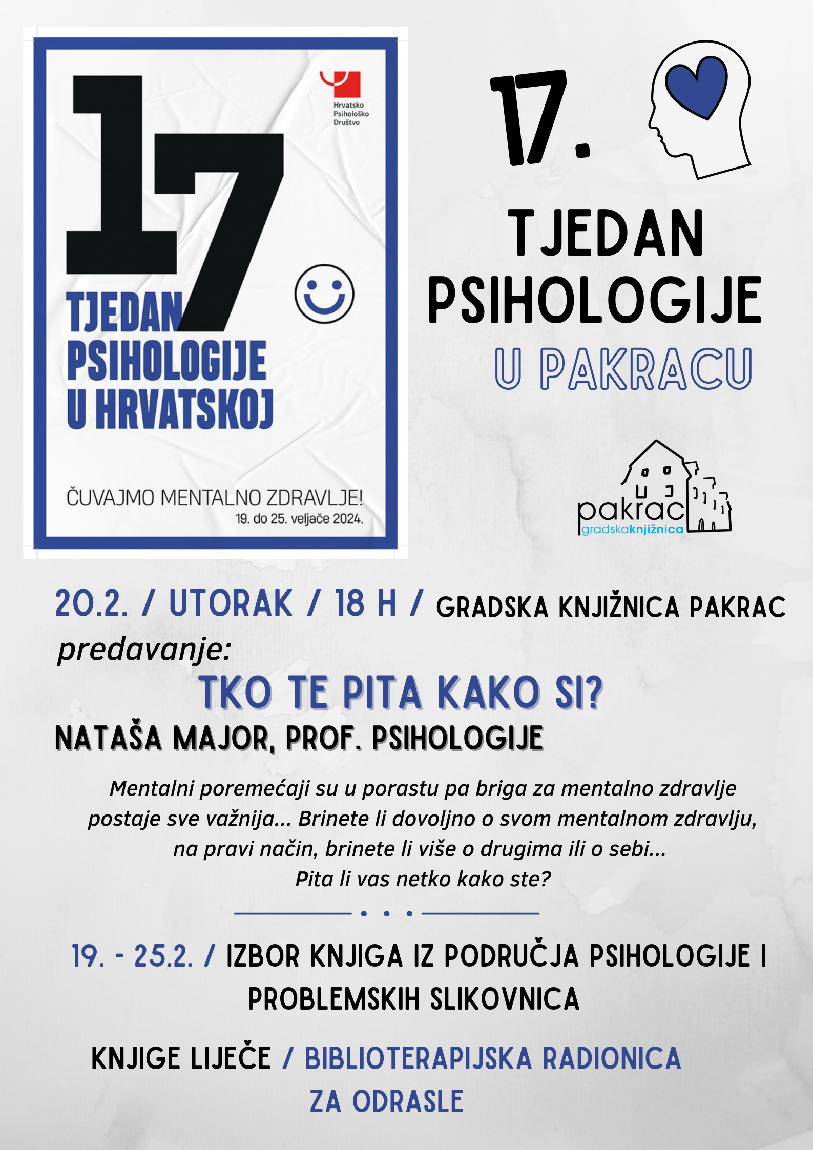 17. TJEDAN PSIHOLOGIJE U PAKRACU Predavanje o mentalnom zdravlju