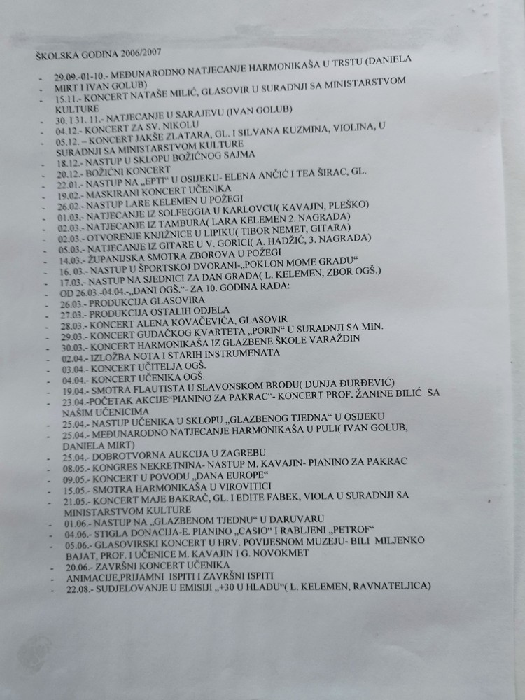 Program jednog od koncerata