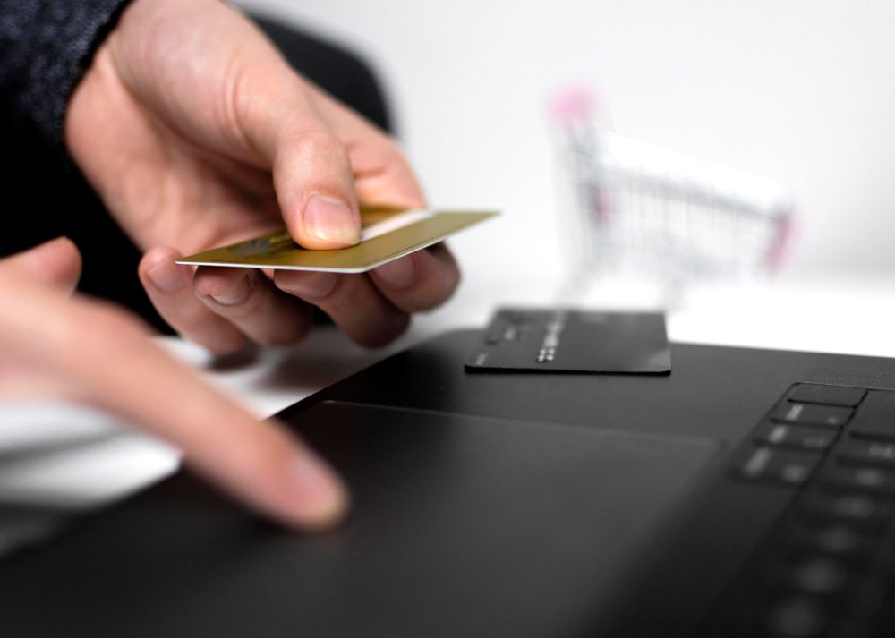 top view online shopping concept