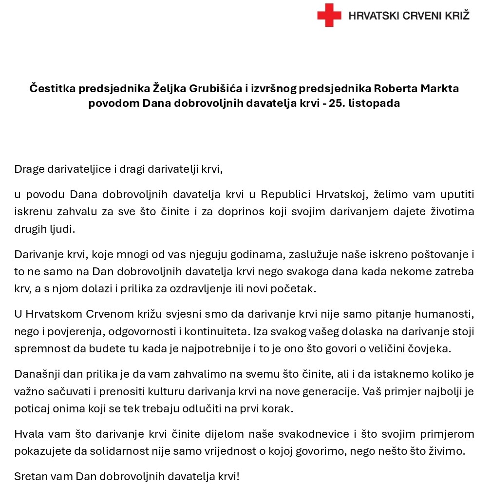 Čestitka predsjednika i izvršnog predsjednika