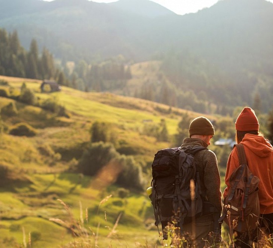 rural travelers exploring surroundings together