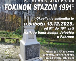 NAJAVA 29. memorijalni pohod „Fokinom stazom 1991.“ bit će održan 13. prosinca